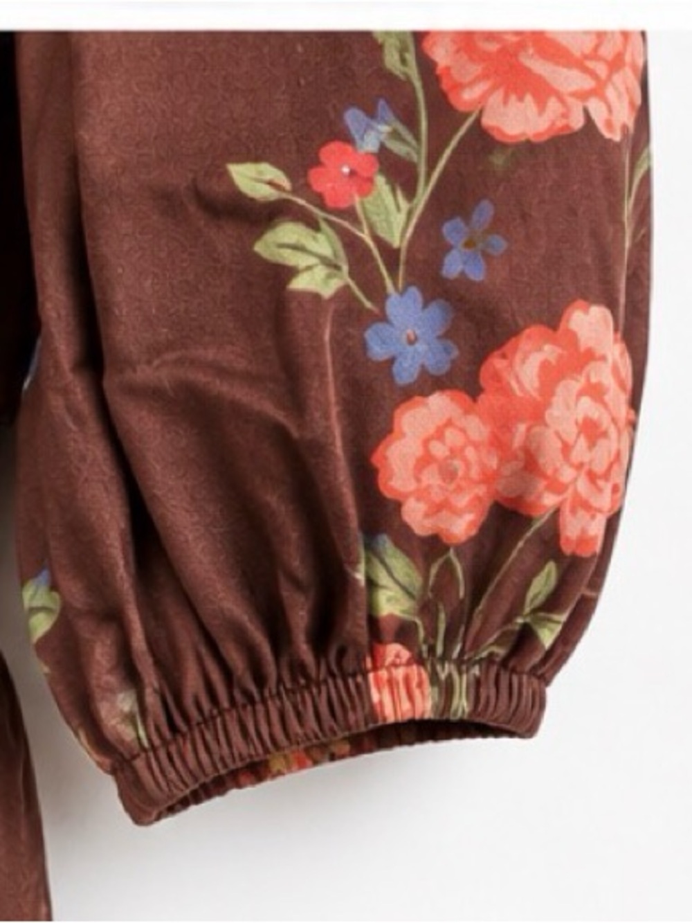 Polagram NWT Brown Floral Smocked Waist Tiered Maxi Dress L Pockets - Picture 6 of 7